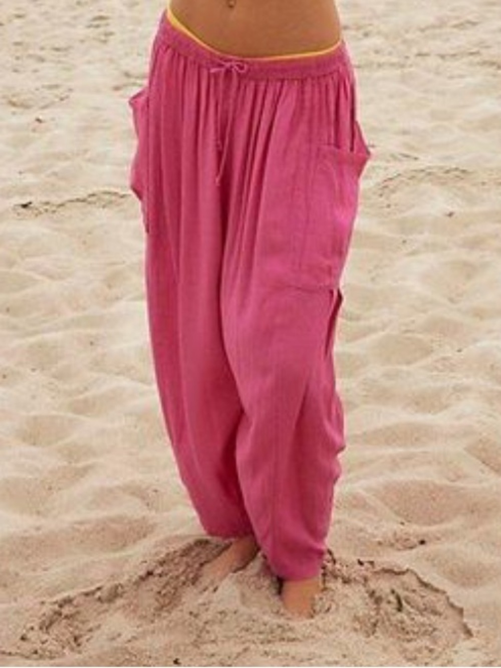 Free people Womens pink Quinn barrel/ harem pull on pants S